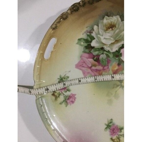 VTG Carl Schumann Arzberg Bavaria Porcelain Wild Roses Chop/Cabinet Plate - Picture 9 of 12